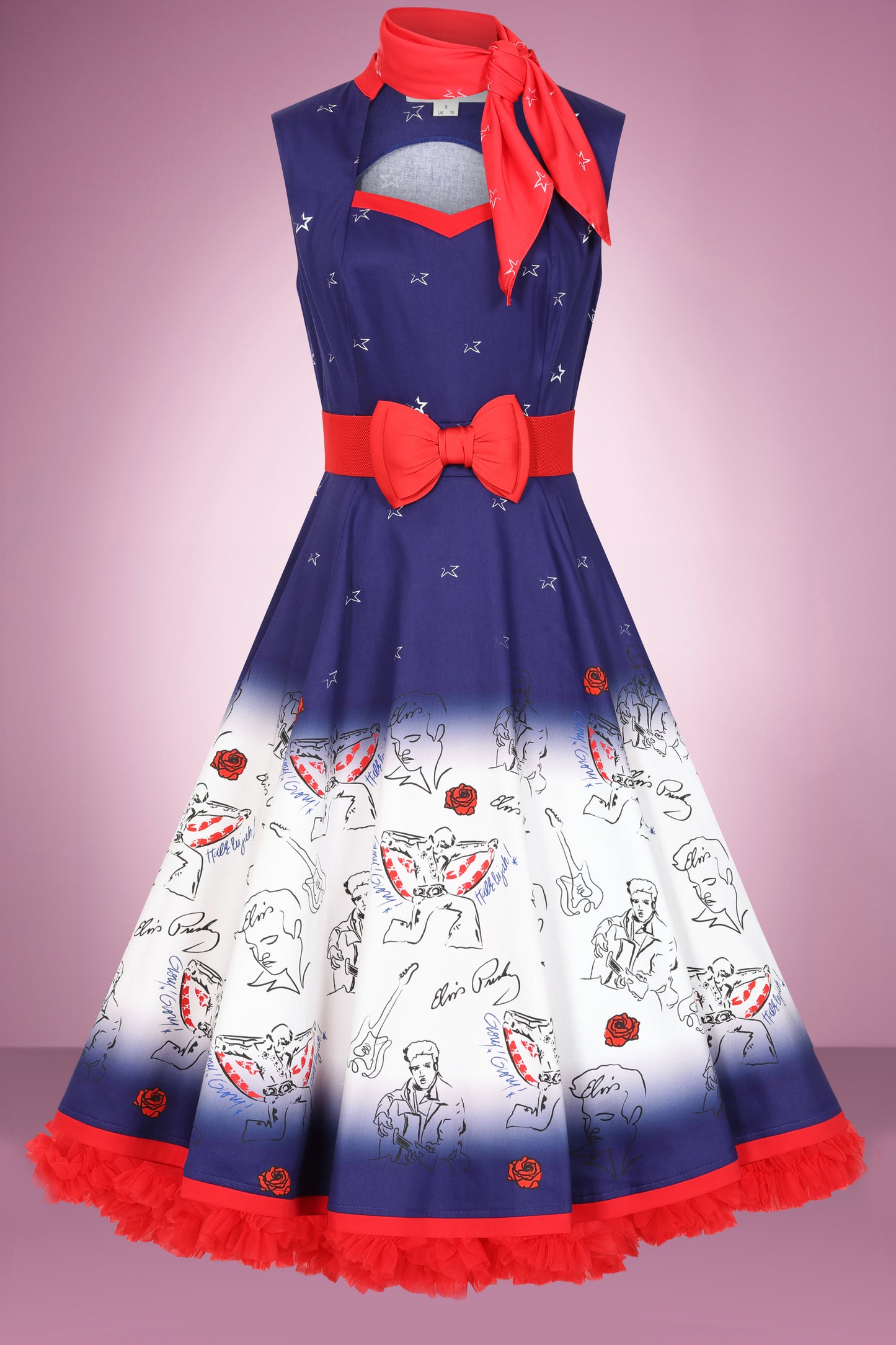 Glory Glory Hallelujah Elvis Swing Dress with Scarf