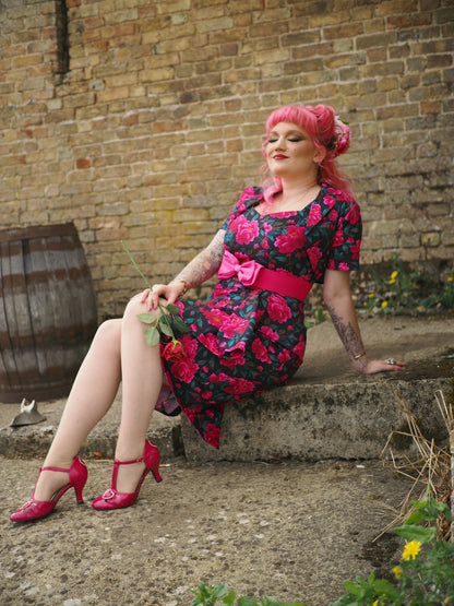 Midnight Peony Waterfall Wiggle Dress