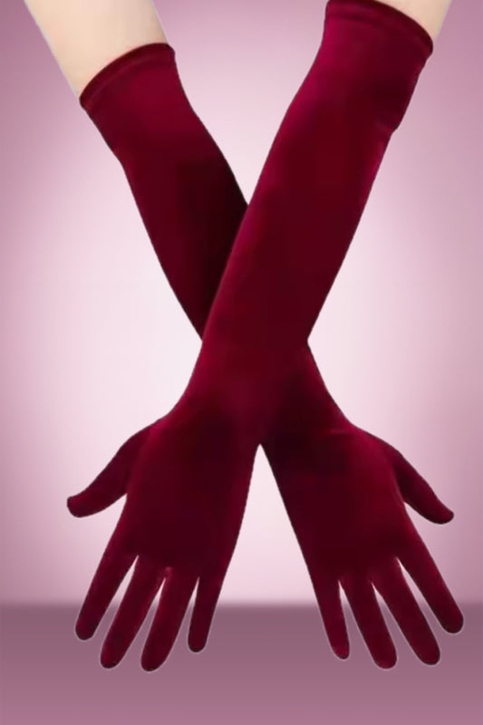 Burgundy Velvet Opera Glove