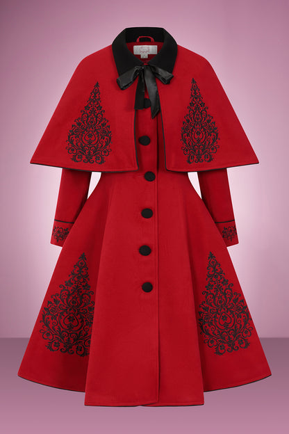 Forbidden Romance Embroidered Swing Coat and Cape PRE ORDER