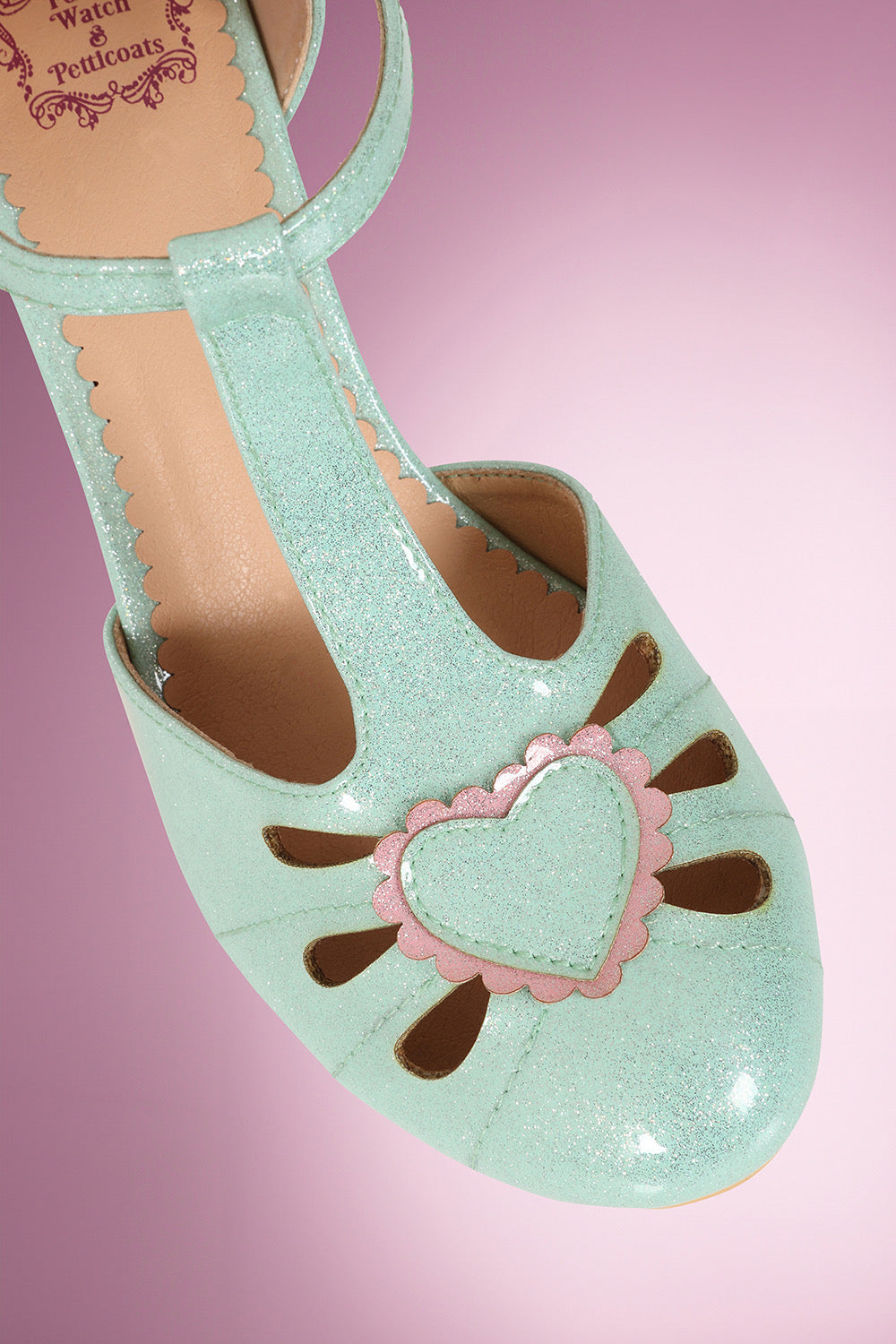 Amelia Heart Shoe in Mint Sparkle PRE ORDER