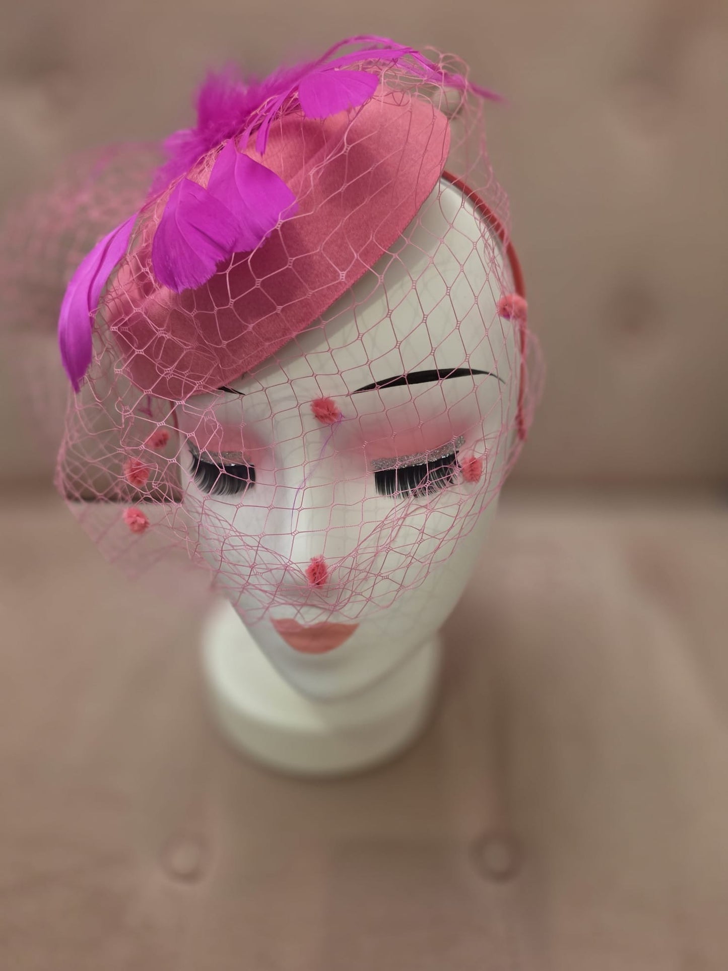 Maud Fascinator - Hot Pink Fuchsia