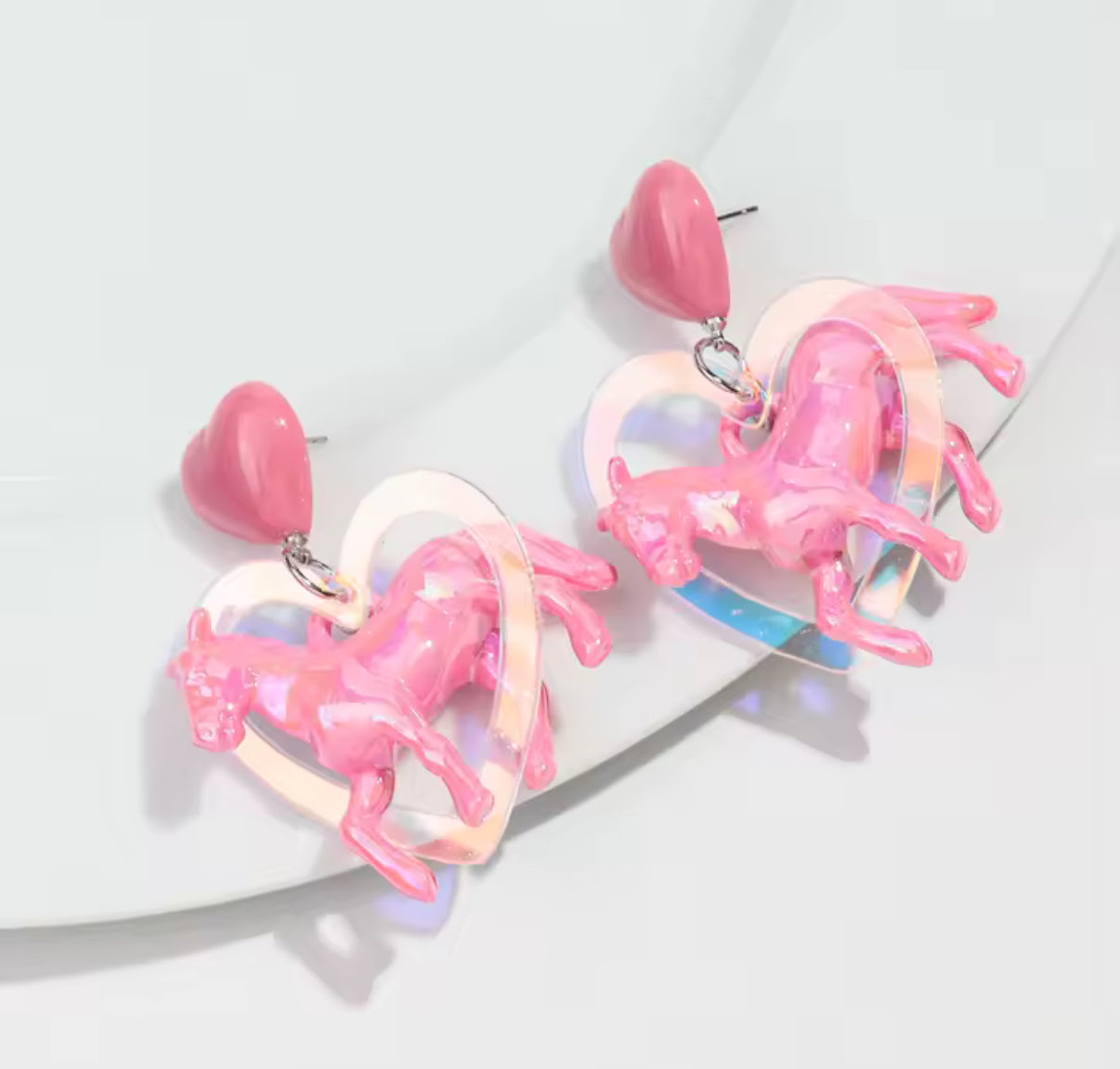 Pink Unicorn Heart Earrings