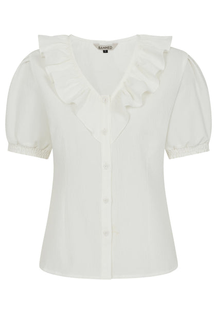Veronica Frill Blouse in White