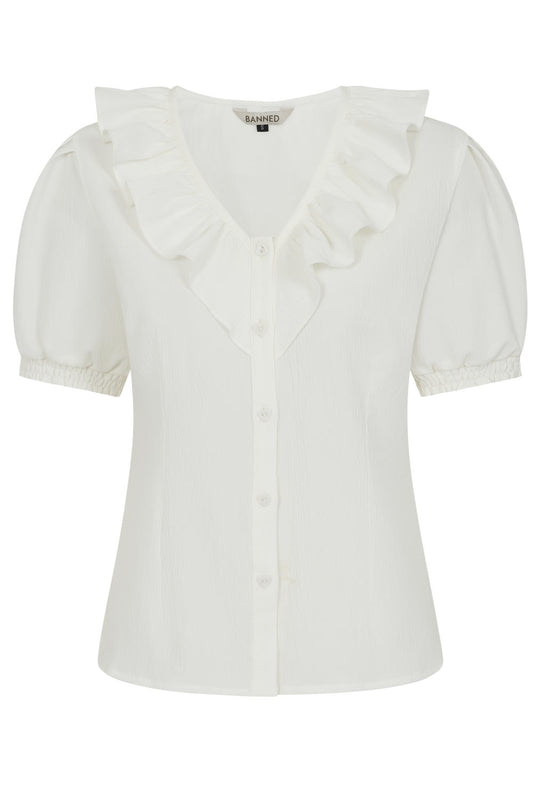 Veronica Frill Blouse in White
