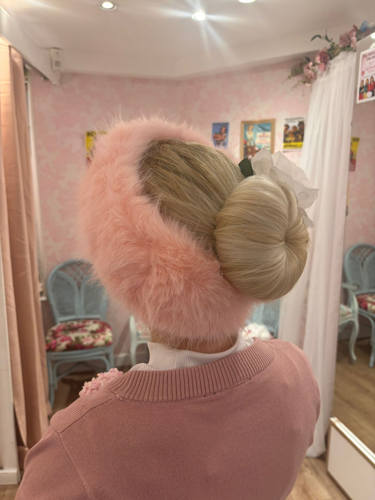 Faux Fur Headband in Pink