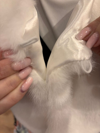 Faux Fur Shawl in White