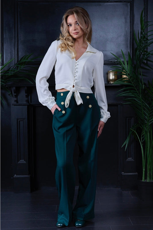 High Flyer Button Swing Pant in NEW Emerald Green