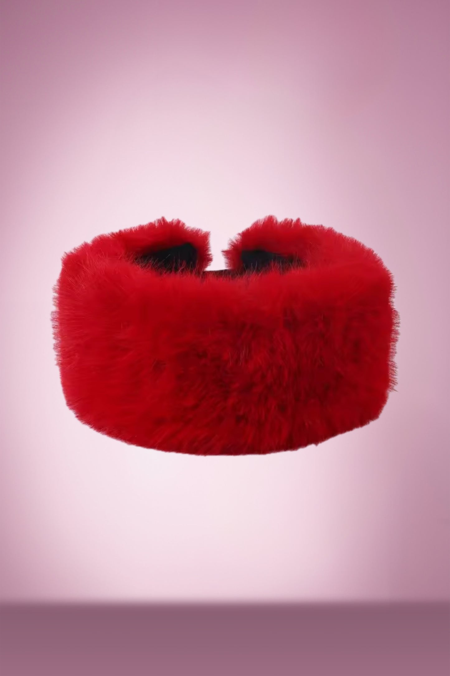 Faux Fur Headband in Red