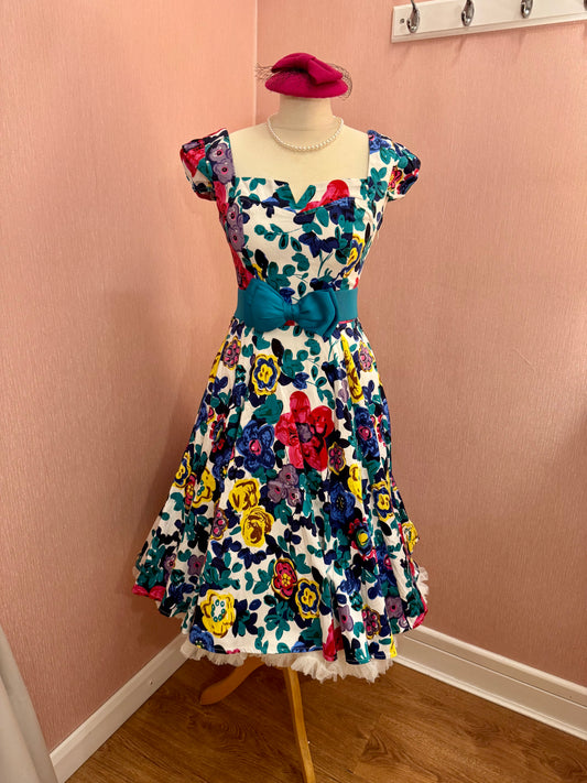 Pretty Flower Paint Swing Dress