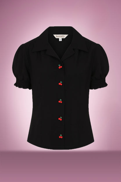 Cherry Pie Blouse in Black