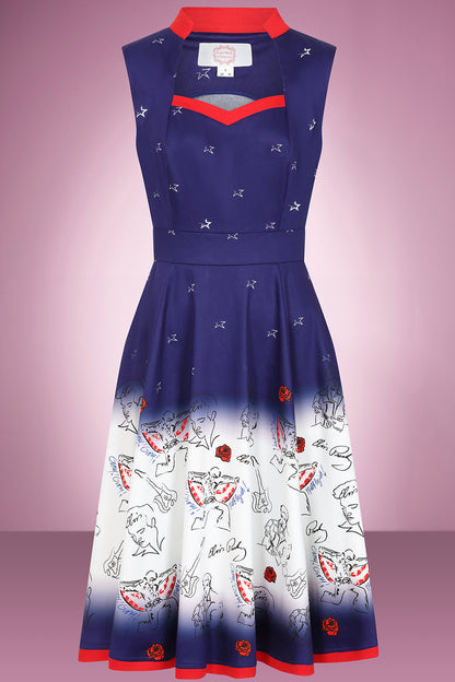 Glory Glory Hallelujah Elvis Swing Dress with Scarf