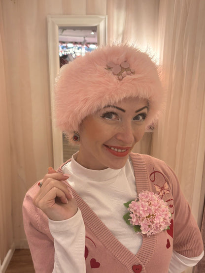 Faux Fur Headband in Pink