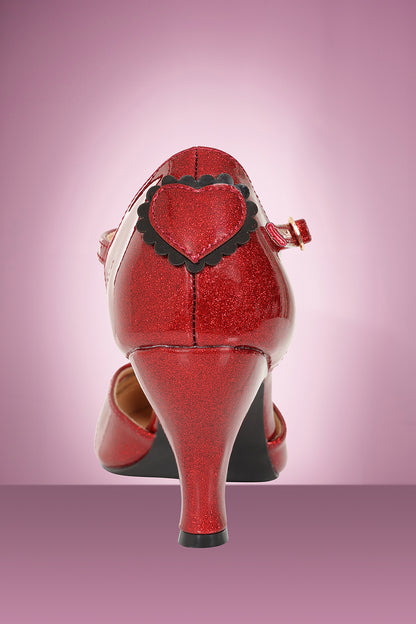 Amelia Heart Shoe in Red Glitter PRE ORDER