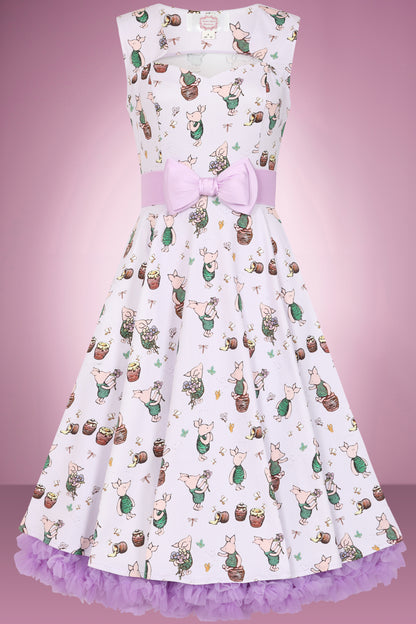 Lavender Piglet Swing Dress