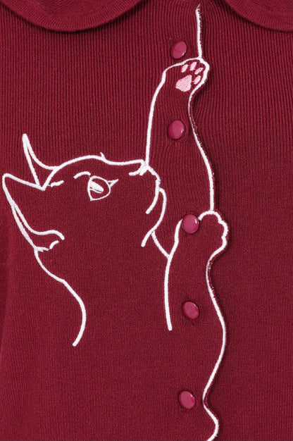 Burgundy Kitty Cardi