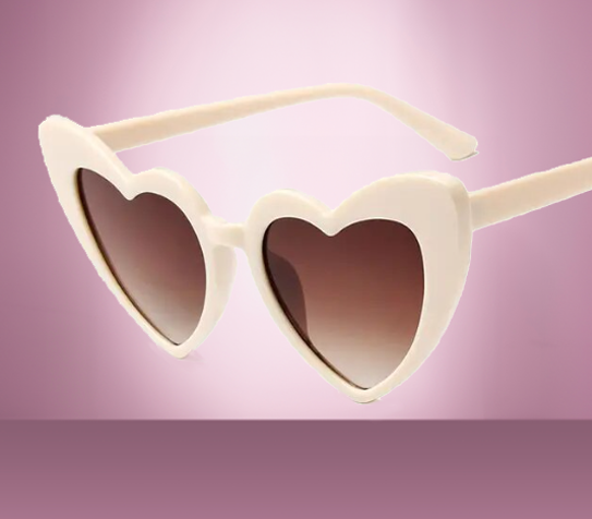 Heart Shaped Sunglasses in Cream