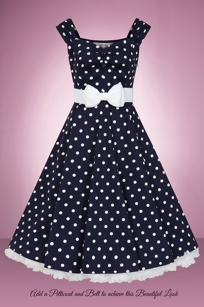 Liberty Navy Polka Dot Swing Dress