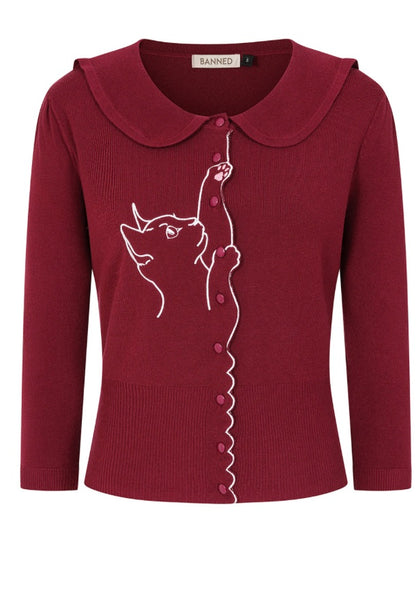 Burgundy Kitty Cardi
