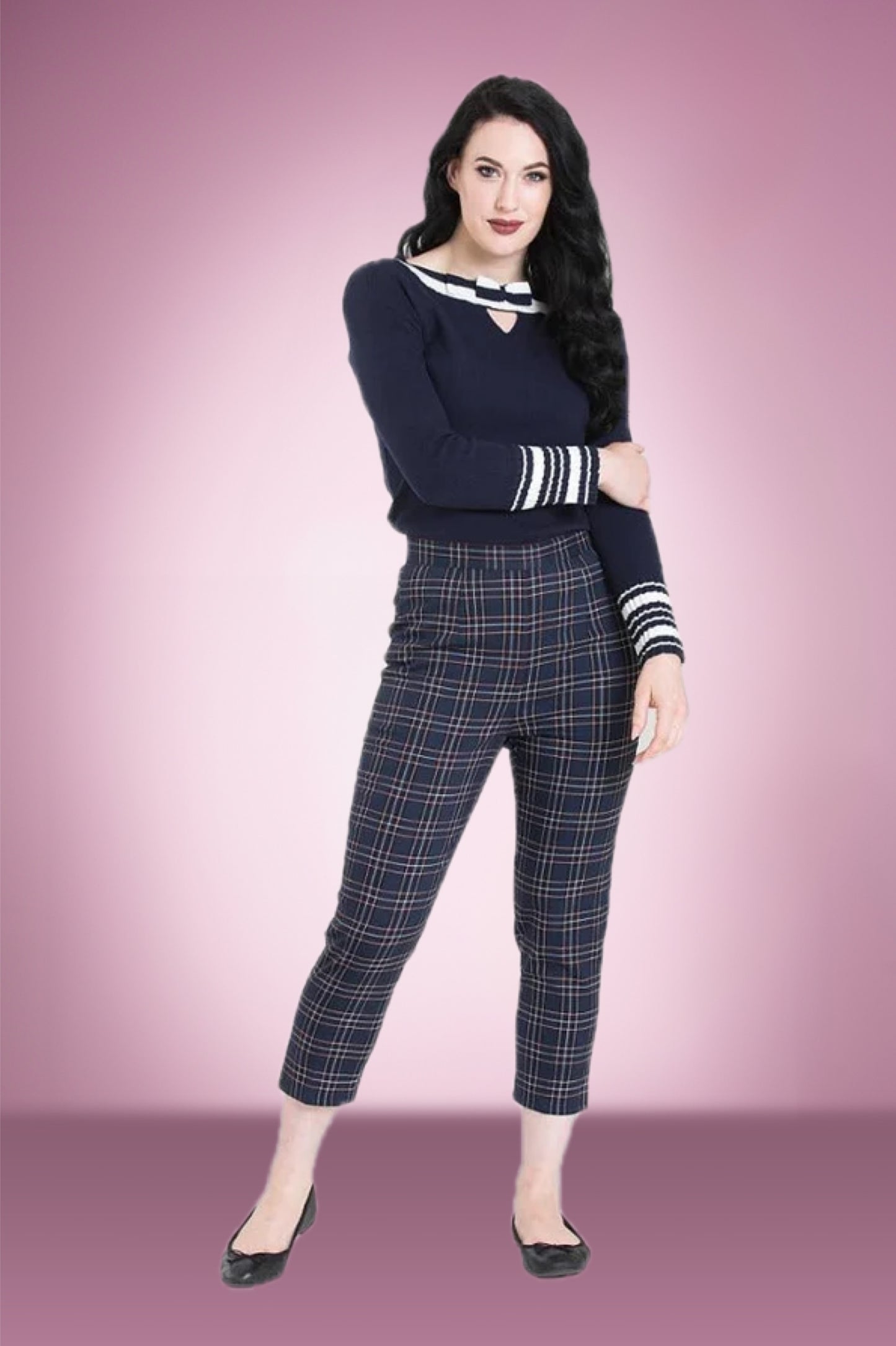 Navy tartan Cigarette Pants