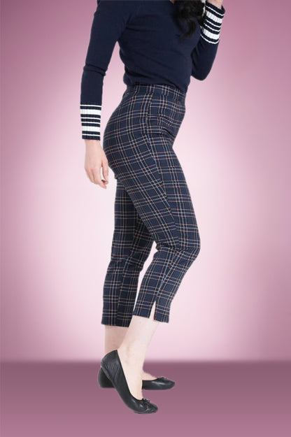 Navy tartan Cigarette Pants