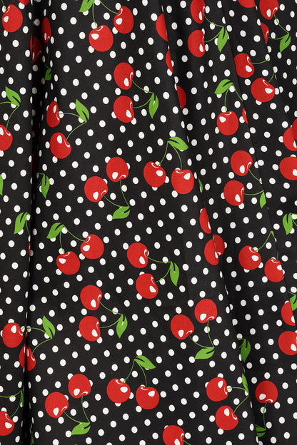 Cherry Polka Dot Noir Swing Dress
