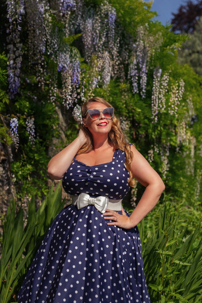 Liberty Navy Polka Dot Swing Dress