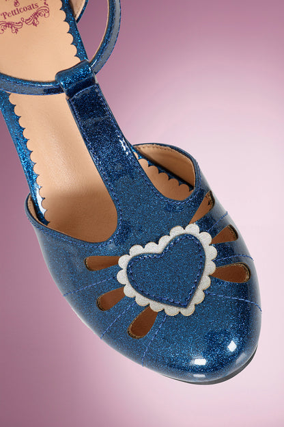 Amelia Heart Shoe in Royal Blue Sparkle PRE ORDER