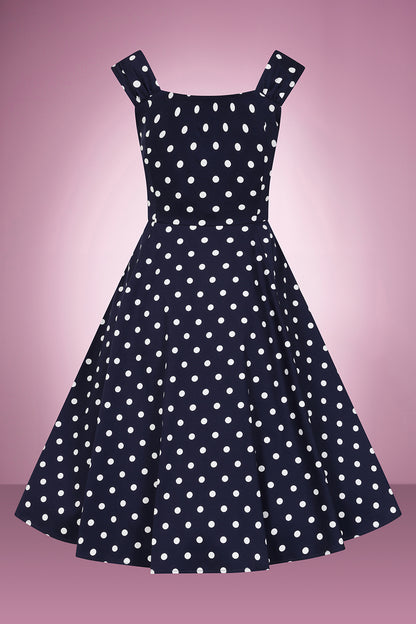 Liberty Navy Polka Dot Swing Dress