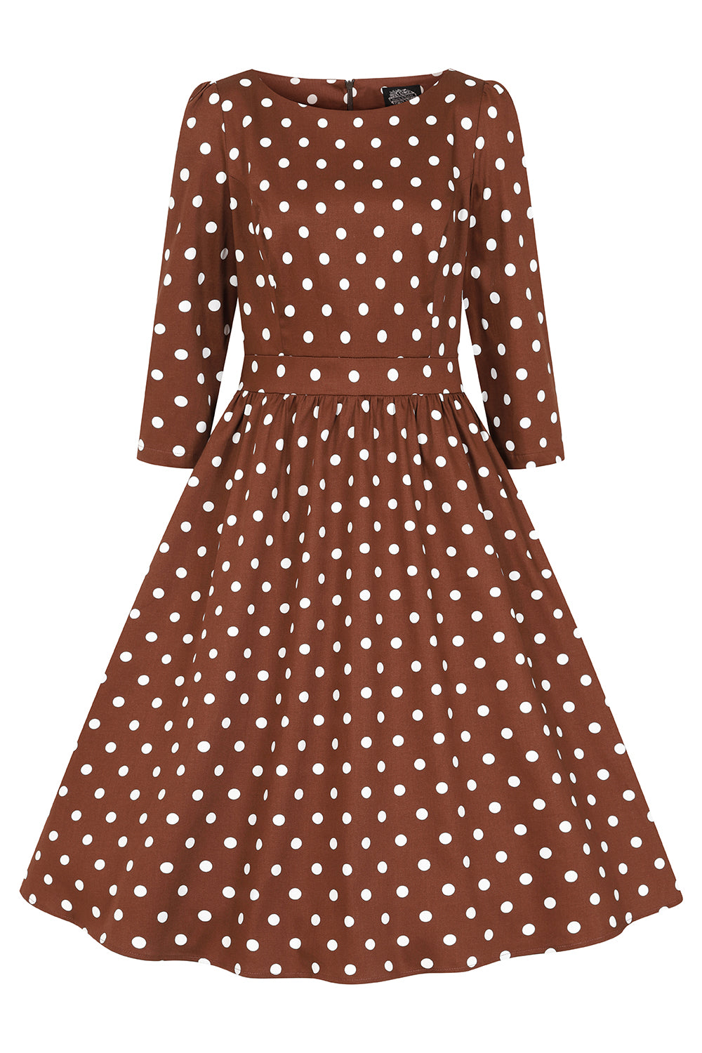 Patsy Polka Dot Swing Dress in Brown