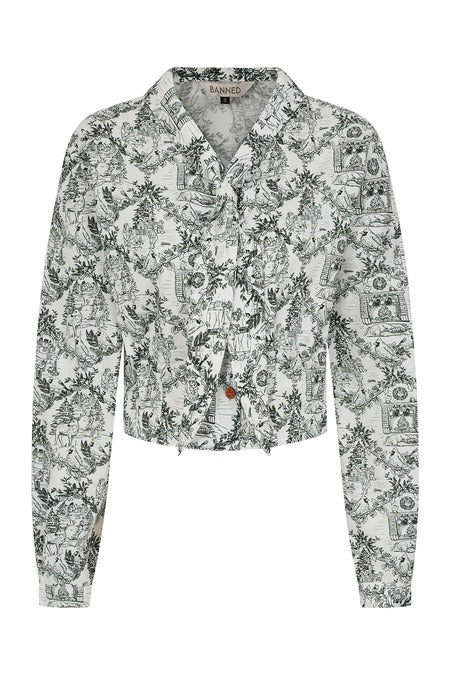 Woodland Toile Tie Front Blouse