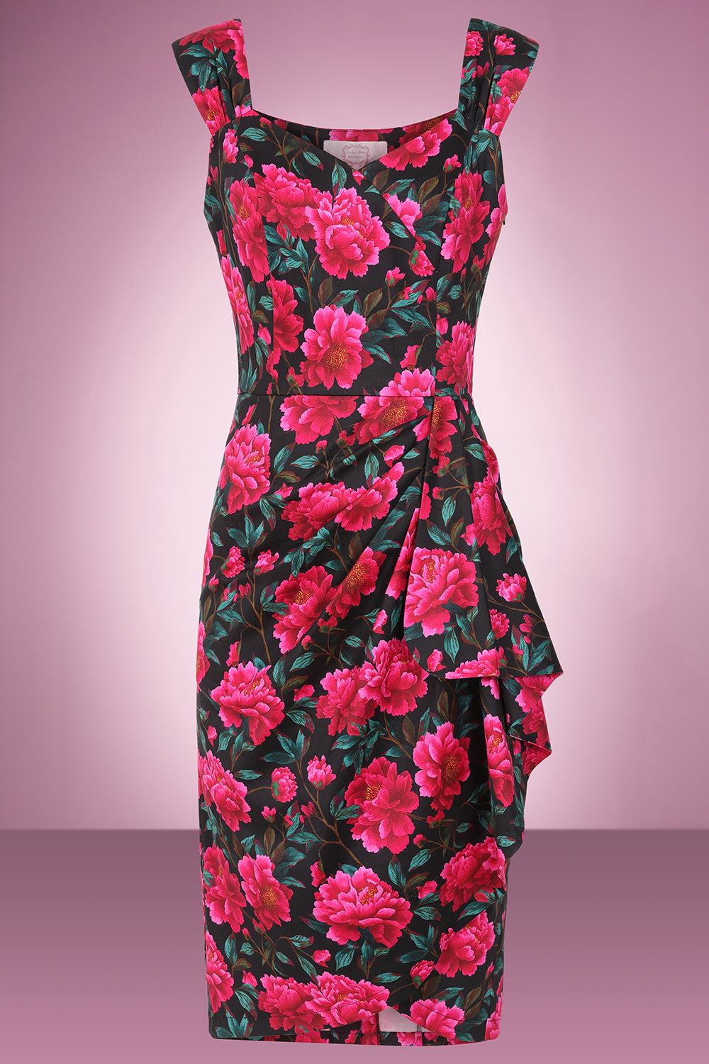 Midnight Peony Waterfall Wiggle Dress