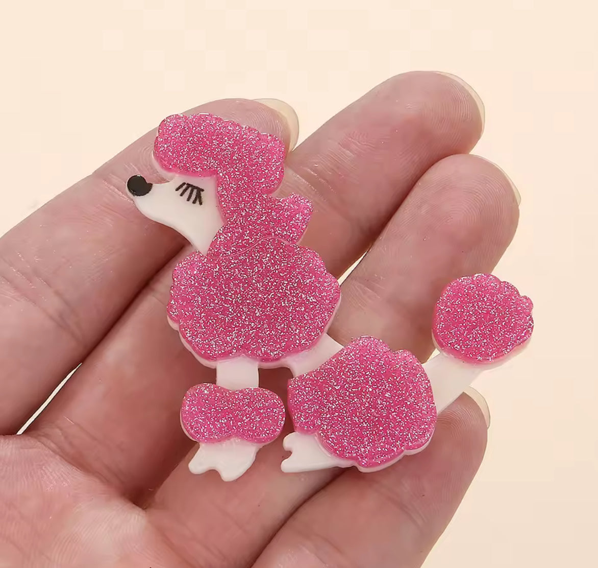 Poodle Brooch Glitter Pink