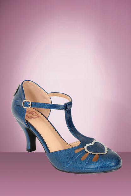 Amelia Heart Shoe in Royal Blue Sparkle PRE ORDER