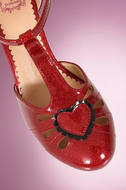 Amelia Heart Shoe in Red Glitter PRE ORDER