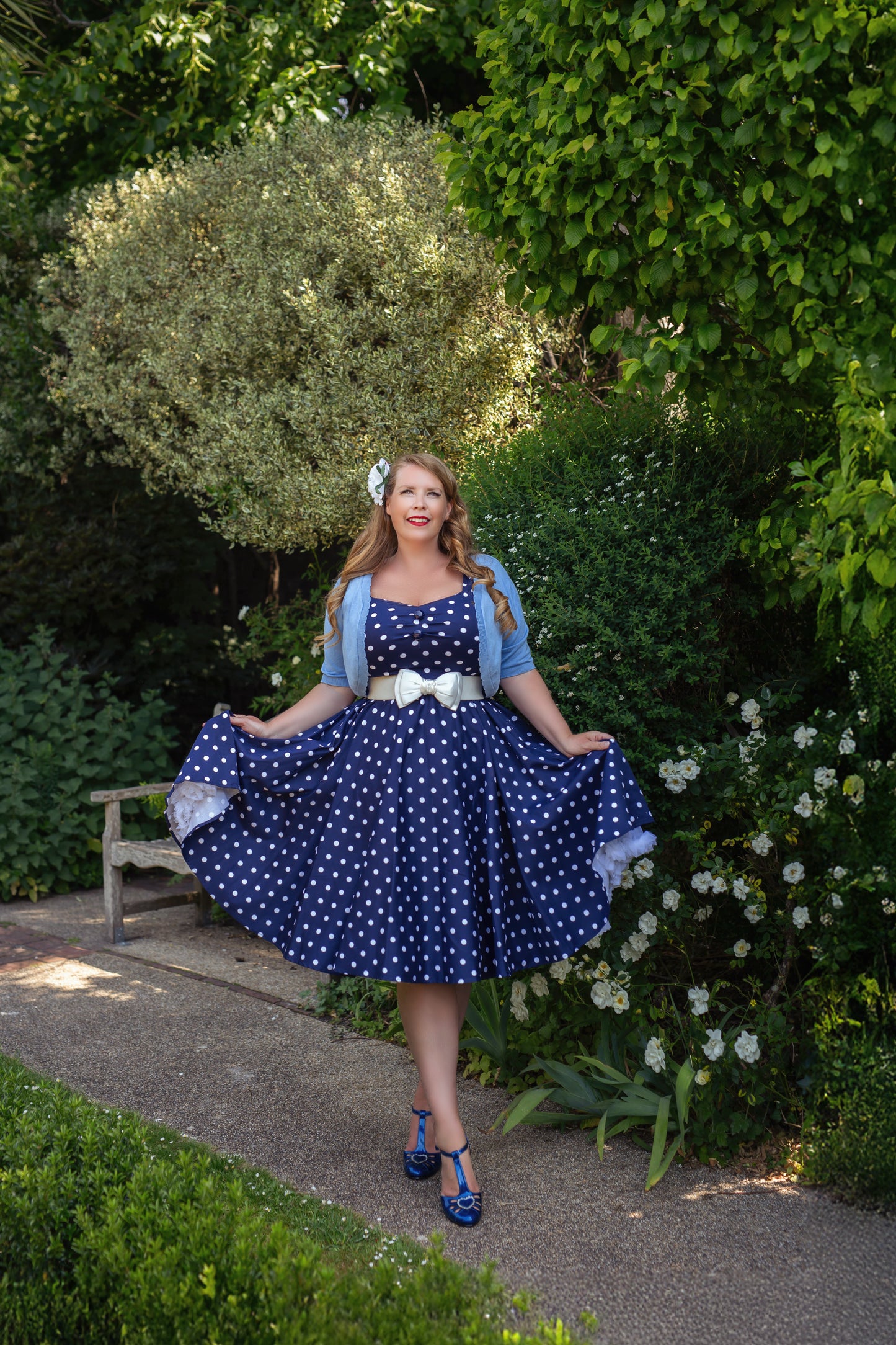 Liberty Navy Polka Dot Swing Dress