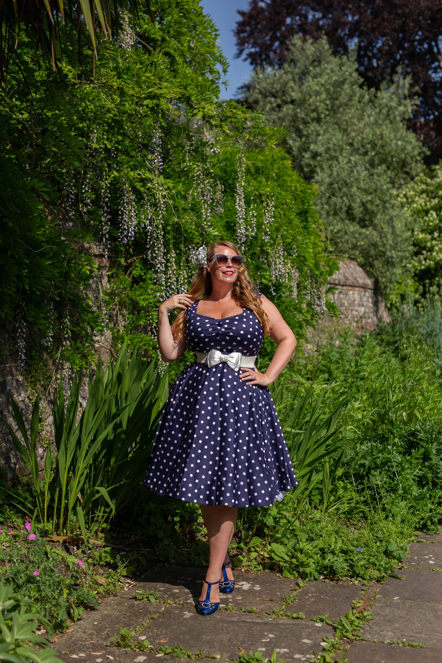 Liberty Navy Polka Dot Swing Dress