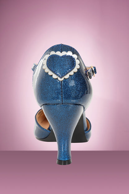 Amelia Heart Shoe in Royal Blue Sparkle PRE ORDER