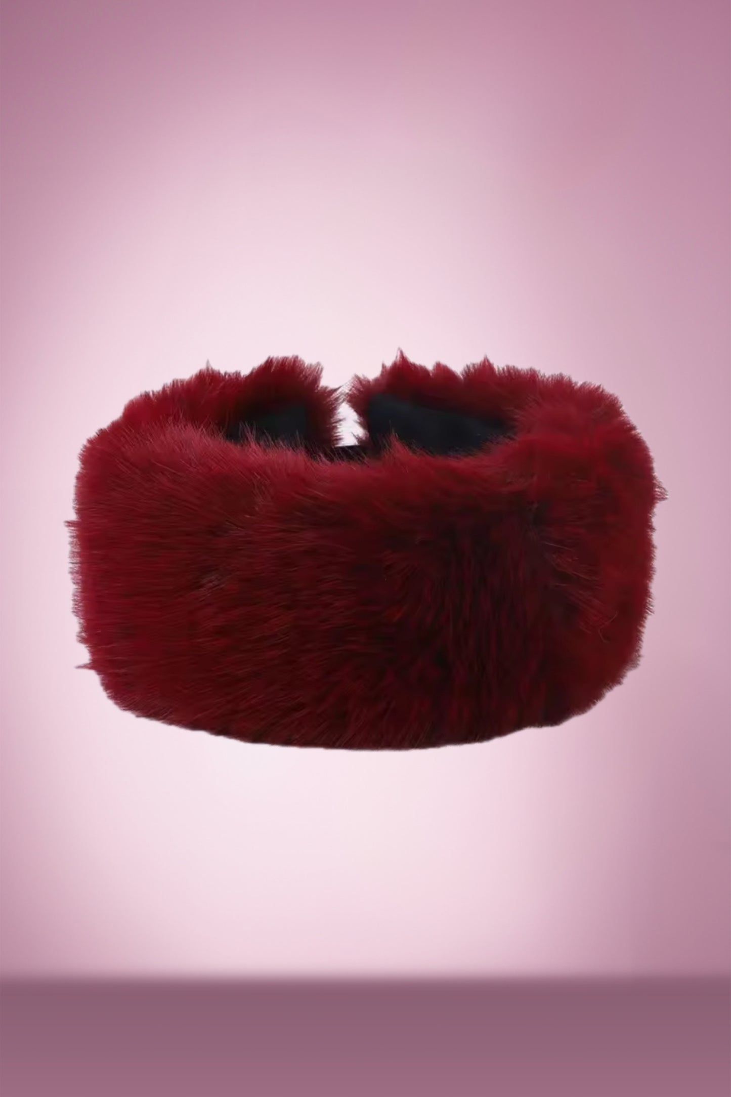 Faux Fur Headband in Bordeaux