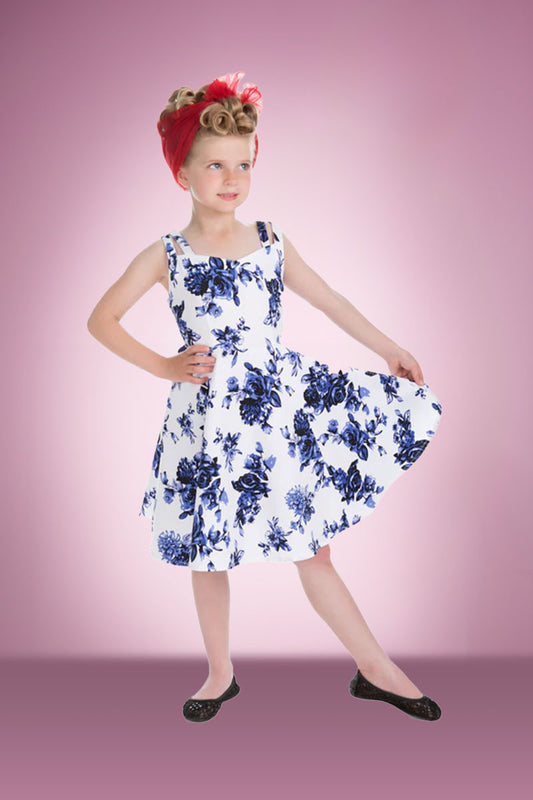 China Blue White Children’s Swing Dress