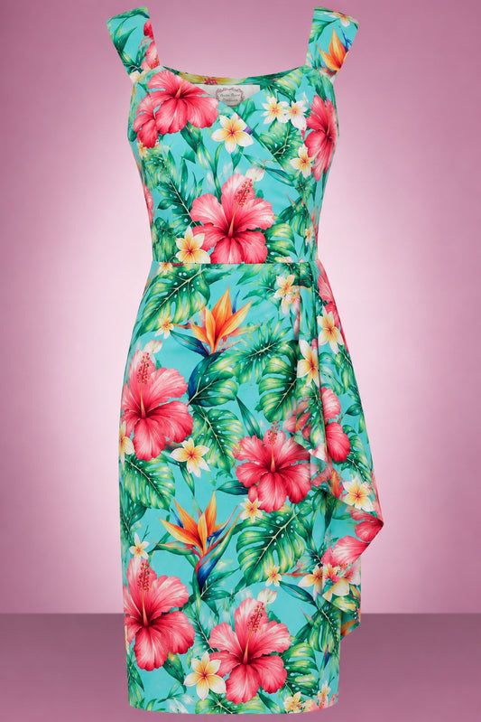 Bird Of Paradise Waterfall Wiggle Dress