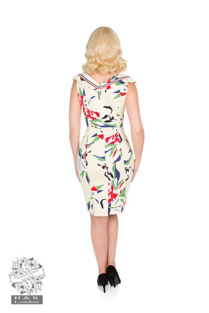 Heaps of Leaves Sailor Wiggle Dress