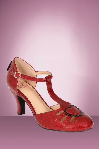 Amelia Heart Shoe in Red Glitter PRE ORDER