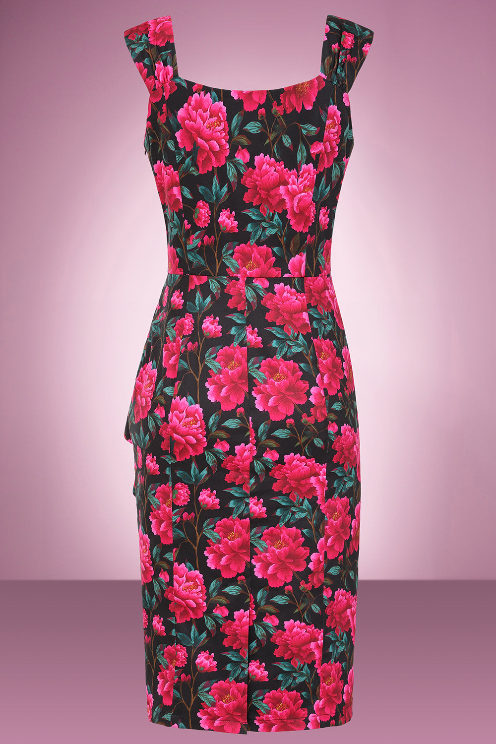 Midnight Peony Waterfall Wiggle Dress