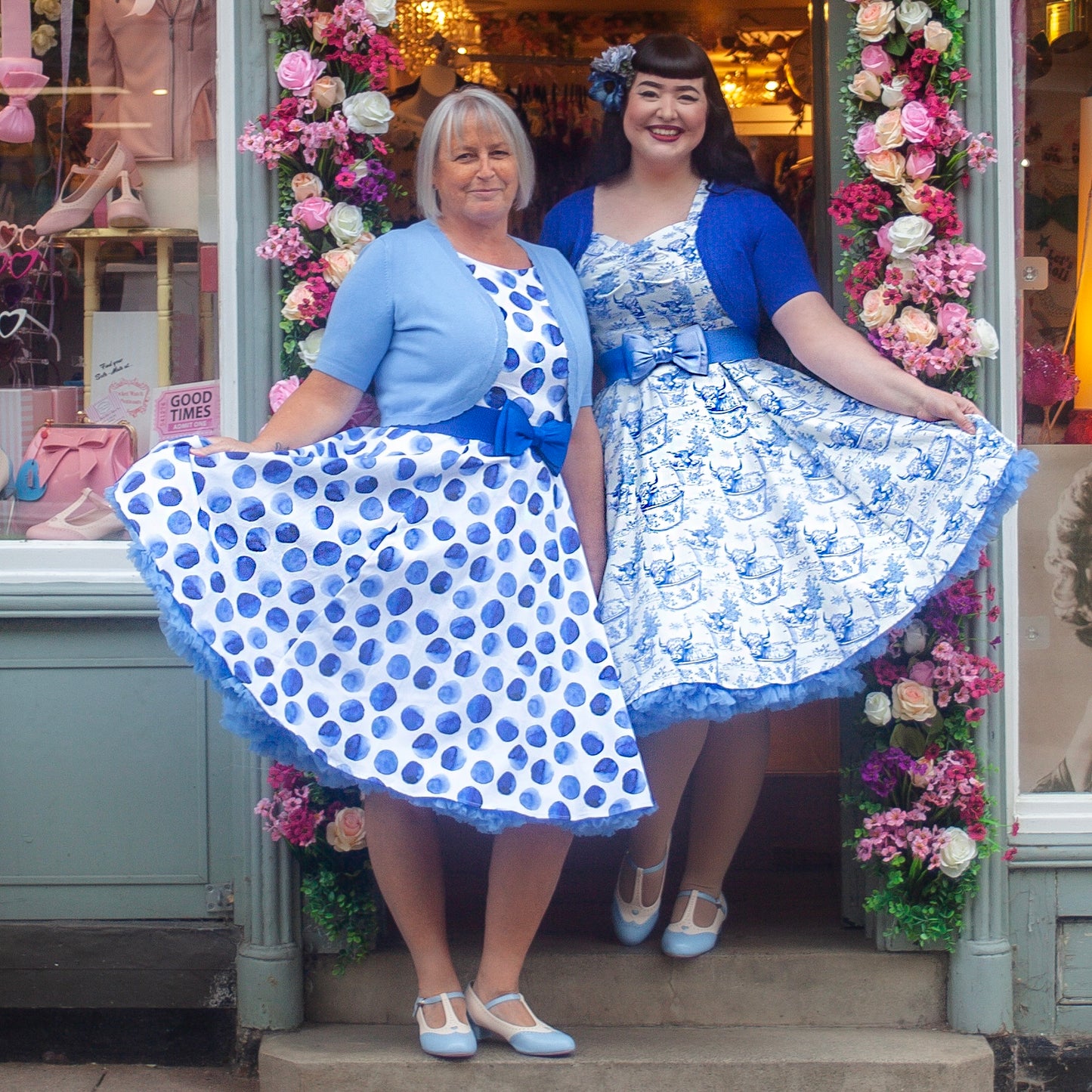 Vivienne Blue Polka Swing Dress