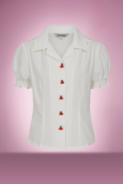 Cherry Pie Blouse in White