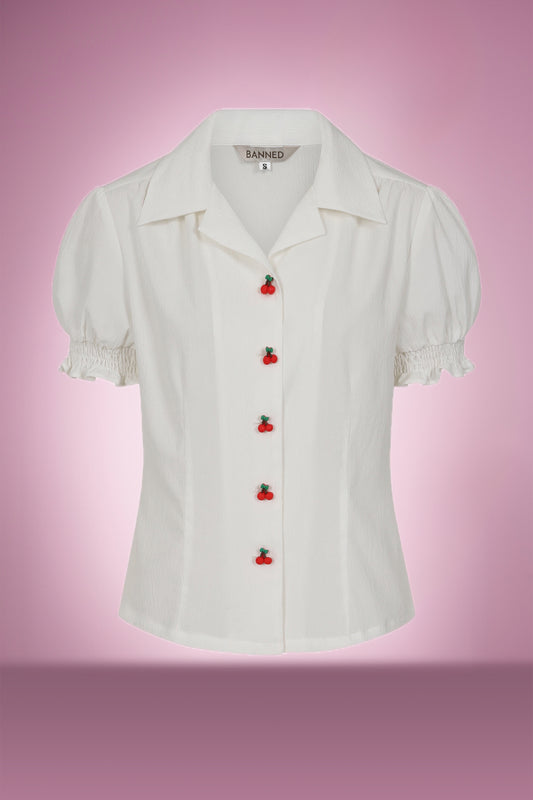 Cherry Pie Blouse in White