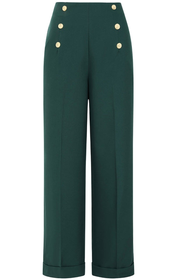 High Flyer Button Swing Pant in NEW Dark Green