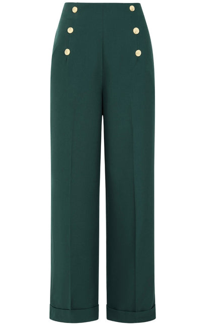 High Flyer Button Swing Pant in NEW Dark Green