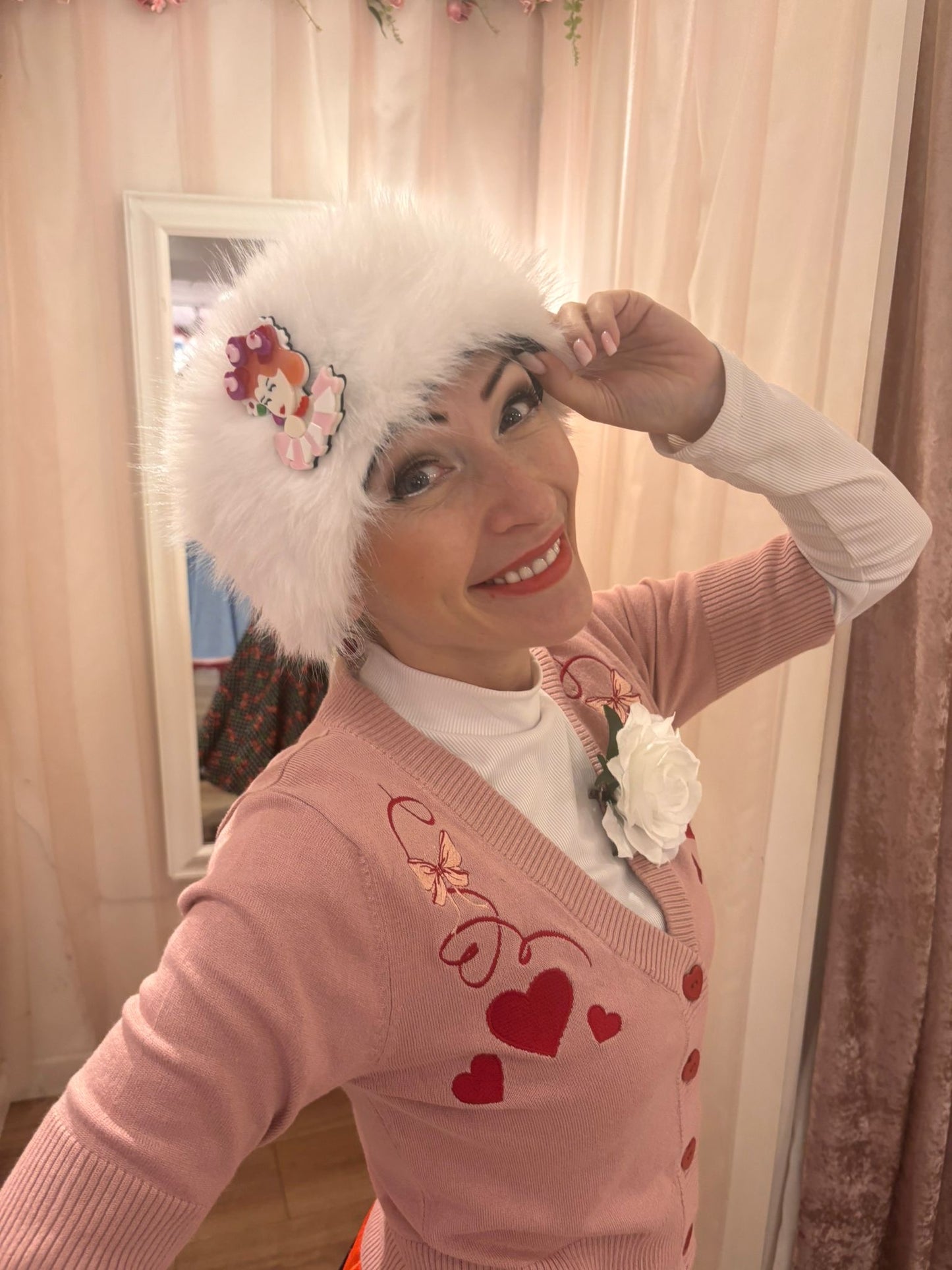 Faux Fur Headband in White